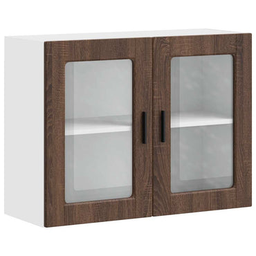 vidaXL Küchen-Hängeschrank mit Glastür Porto Braun Eichen-Optik