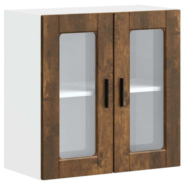 vidaXL Küchen-Hängeschrank mit Glastür Porto Räuchereiche