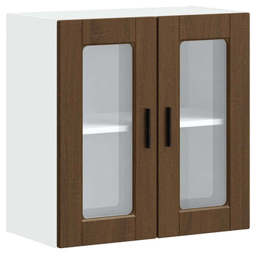 vidaXL Küchen-Hängeschrank mit Glastür Porto Braun Eichen-Optik