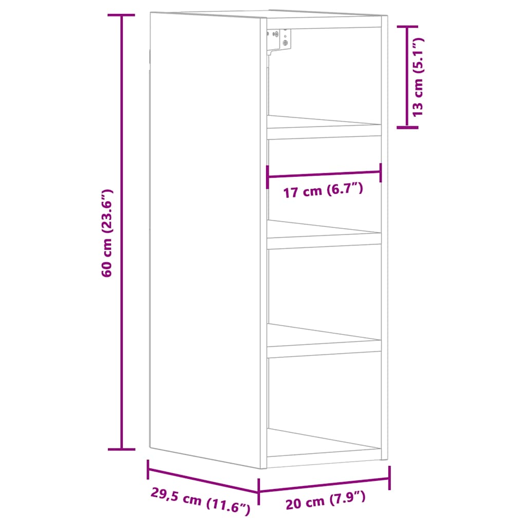 vidaXL Hängeschrank Riga Weiß 20x29,5x60 cm Holzwerkstoff