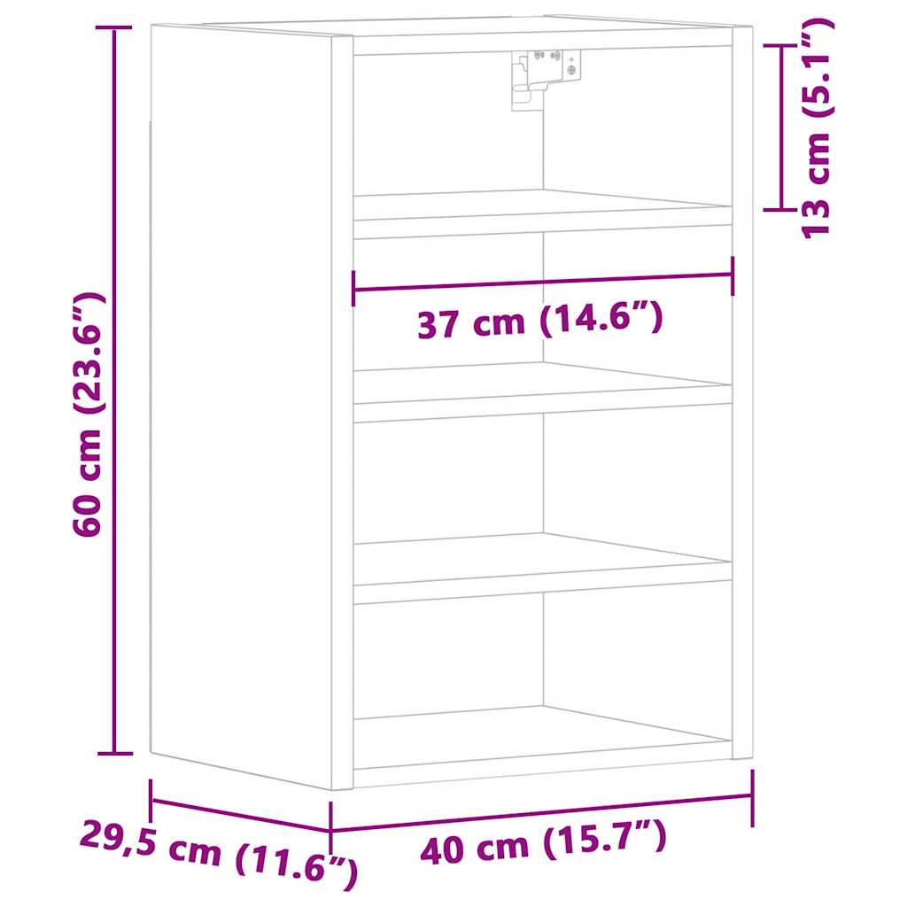 vidaXL Hängeschrank Riga Grau Sonoma 40x29,5x60 cm Holzwerkstoff