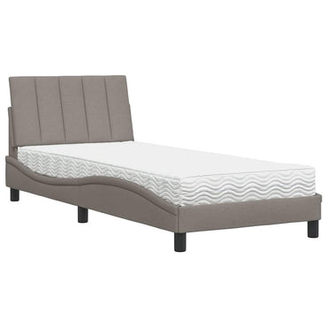 vidaXL Bett mit Matratze "Hanko" Taupe 90x190 cm Stoff