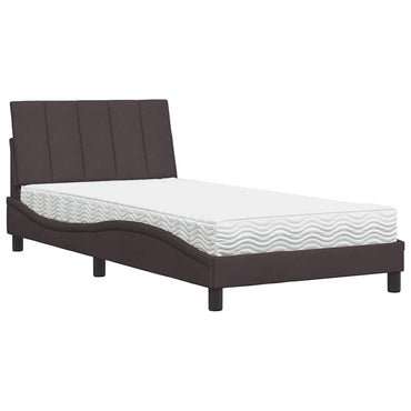 vidaXL Lit avec matelas « Hanko » Marron foncé 100x200 cm Tissu