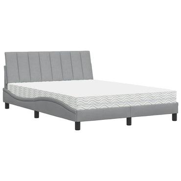 vidaXL Lit avec matelas « Hanko » Gris clair 140x190 cm Tissu