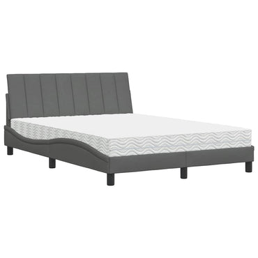vidaXL Bett mit Matratze "Hanko" Dunkelgrau 140x190 cm Stoff