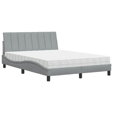 vidaXL Lit avec matelas "Hanko" Gris clair 140x200 cm Tissu