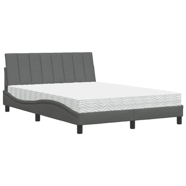 vidaXL Lit avec matelas « Hanko » gris foncé 140x200 cm tissu