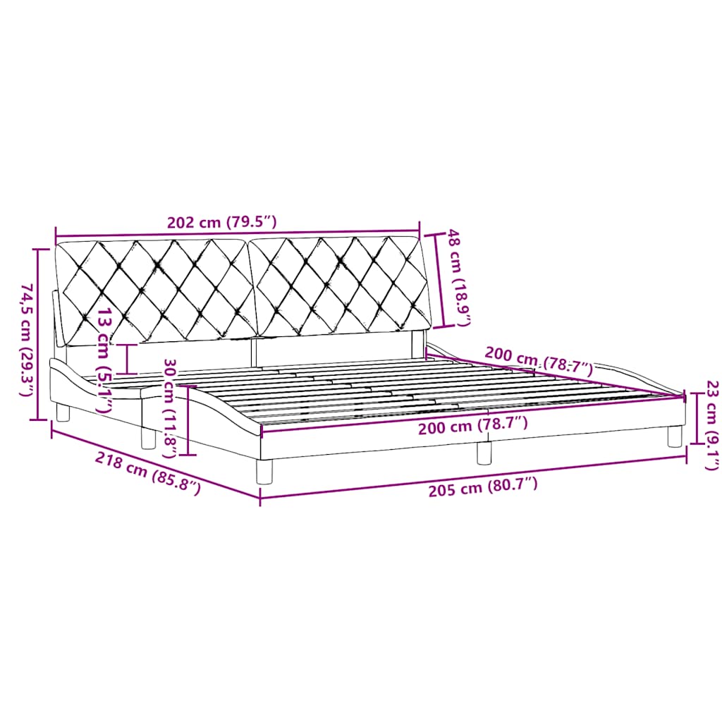 vidaXL Cadre de lit sans matelas Tissu Noir 200x200 cm