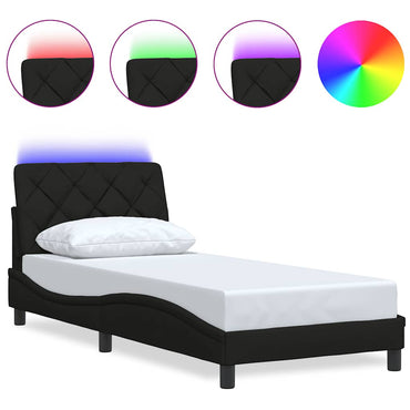 vidaXL Bettgestell mit LED ohne Matratze Schwarz 90x190 cm Stoff