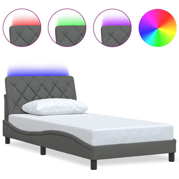 vidaXL Bettgestell mit LED ohne Matratze Dunkelgrau 100x200 cm Stoff