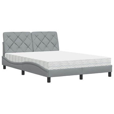 vidaXL Bett mit Matratze Hellgrau 140x190 cm Stoff