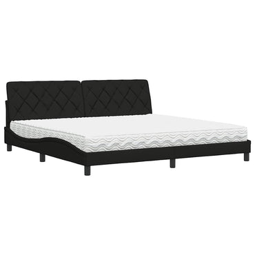 vidaXL Bett mit Matratze Schwarz 200x200 cm Stoff