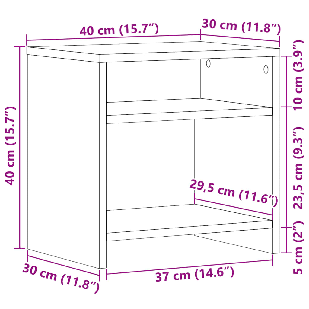 vidaXL Table de chevet aspect bois recyclé 40x30x40 cm, bois d'ingénierie