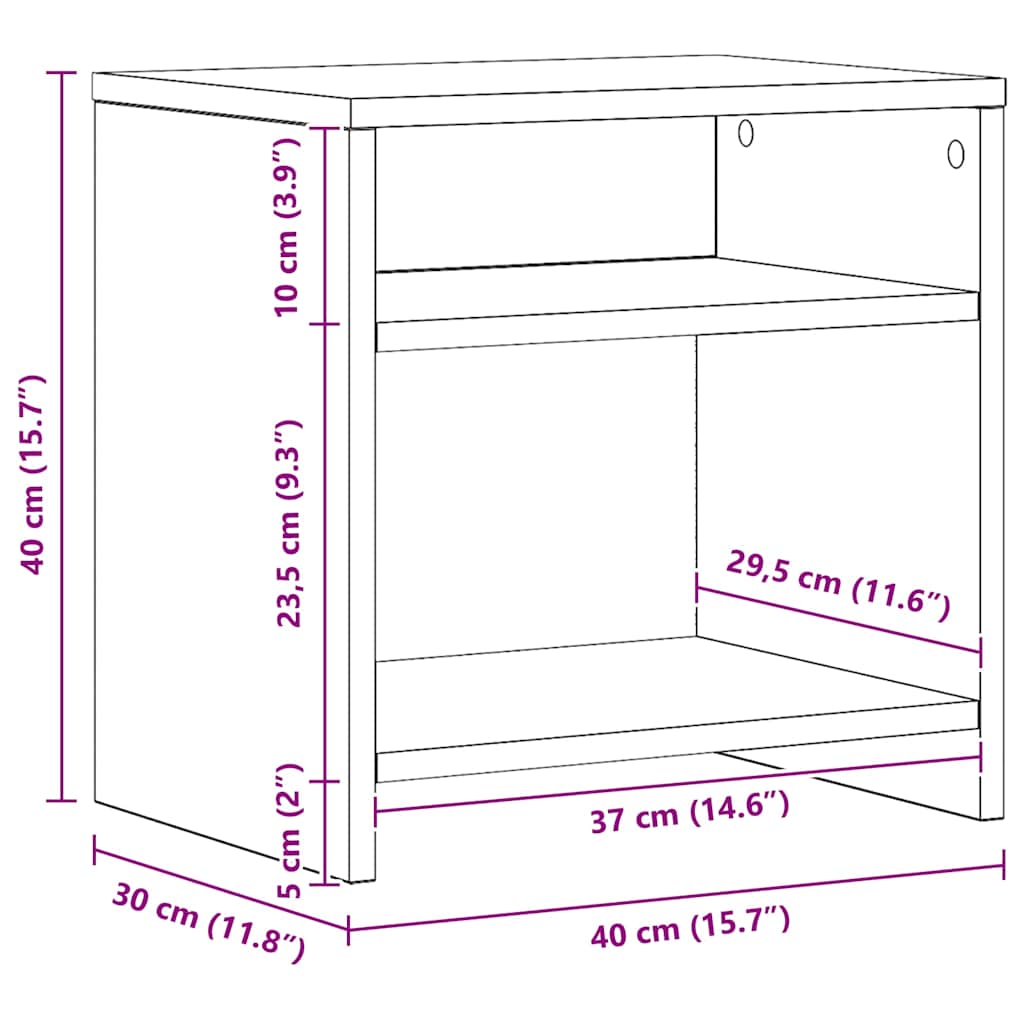 vidaXL Nachttisch Artisan-Eiche 40x30x40 cm Holzwerkstoff