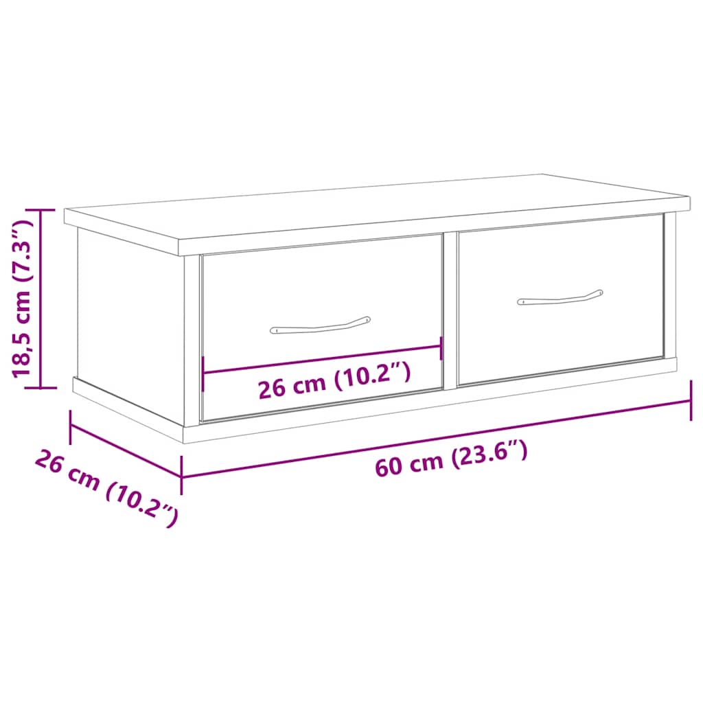 vidaXL Wandschrank Artisan-Eiche 60x26x18,5 cm Holzwerkstoff