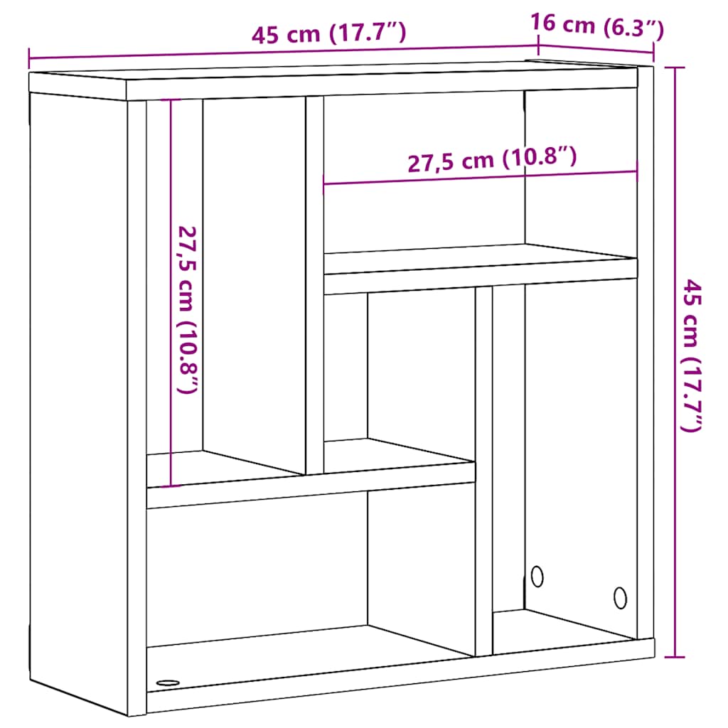 vidaXL Étagère murale chêne artisanal 45x16x45 cm en bois d'ingénierie