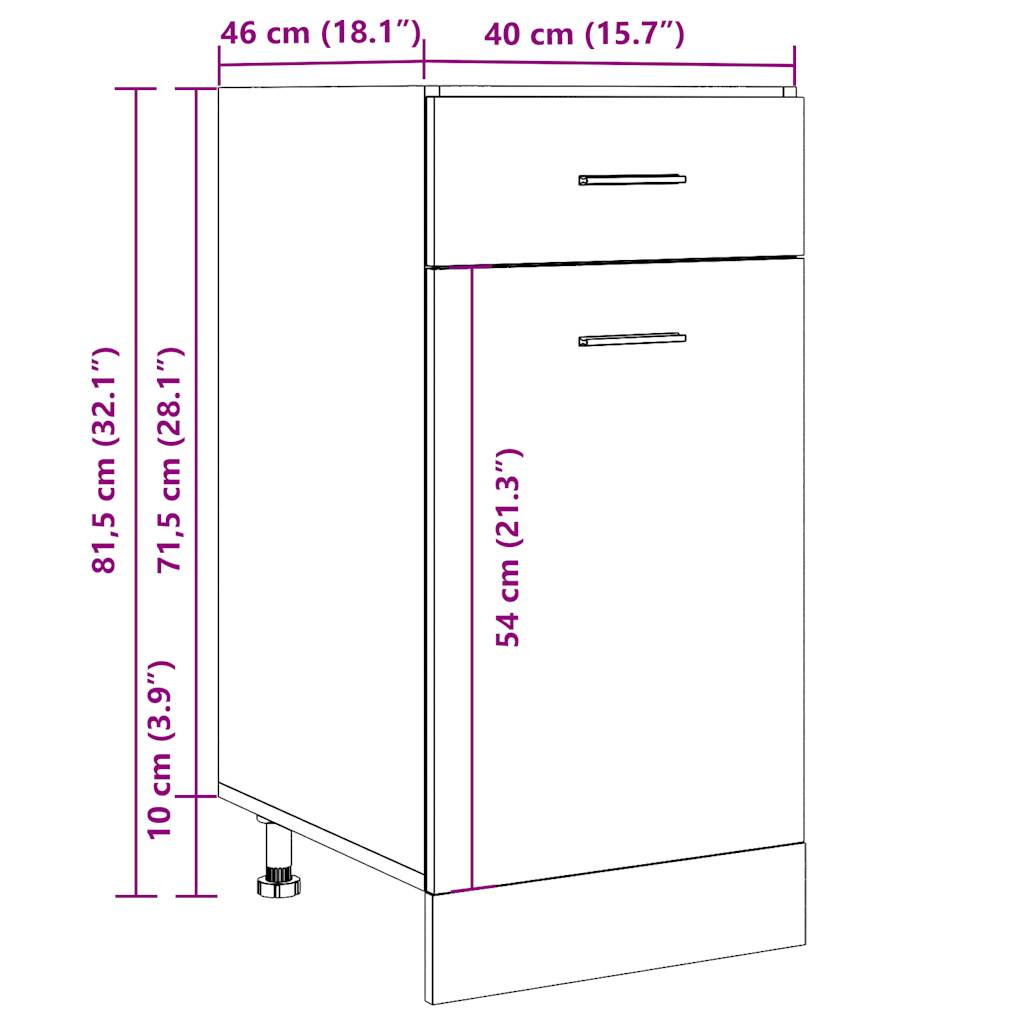vidaXL Schubunterschrank Lyon Betongrau 40x46x81,5 cm Holzwerkstoff