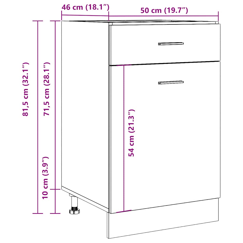 vidaXL Schubunterschrank Lyon Altholz-Optik 50x46x81,5 cm Holzwerkstoff
