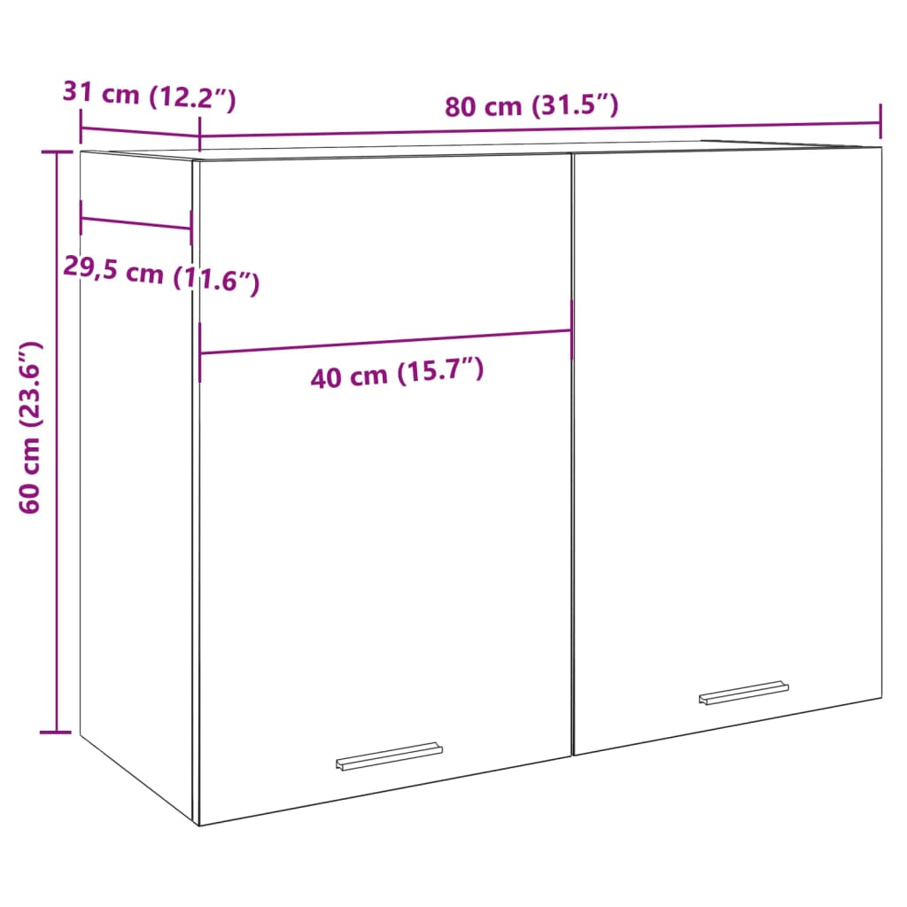 vidaXL Meuble Haut Lyon Gris Béton 80x31x60 cm Bois d'ingénierie
