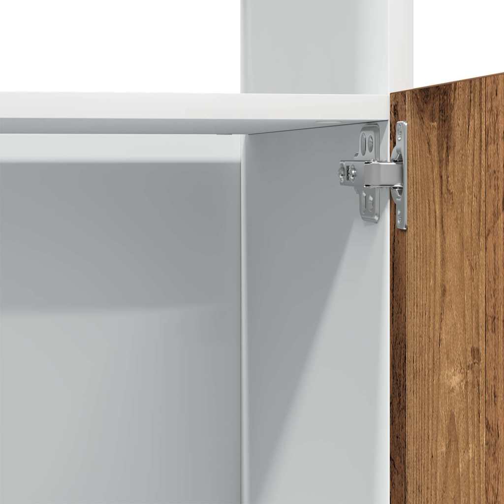 vidaXL Mikrowellenschrank Lyon Altholz-Optik 60x57x207 cm Holzwerkstoff