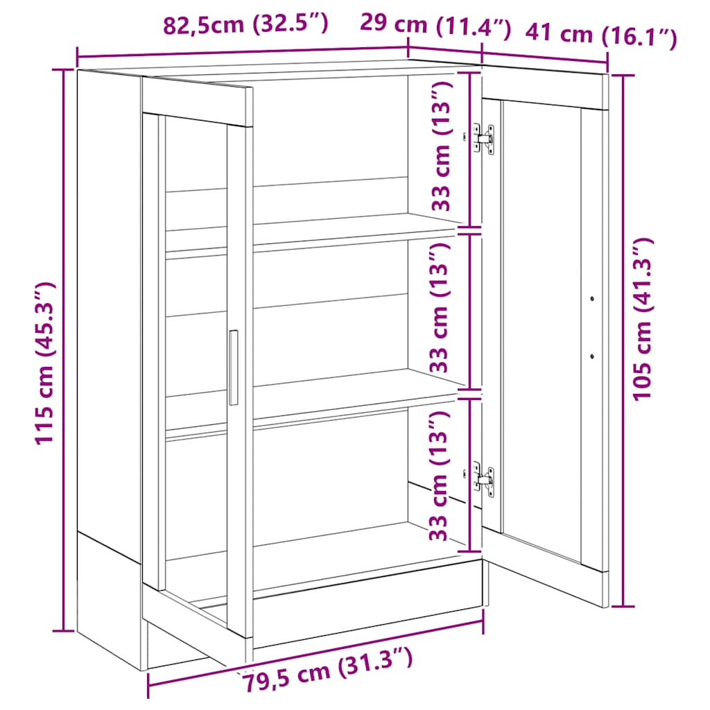 vidaXL Bibliothèque chêne artisan 82,5x30,5x115 cm bois d'ingénierie
