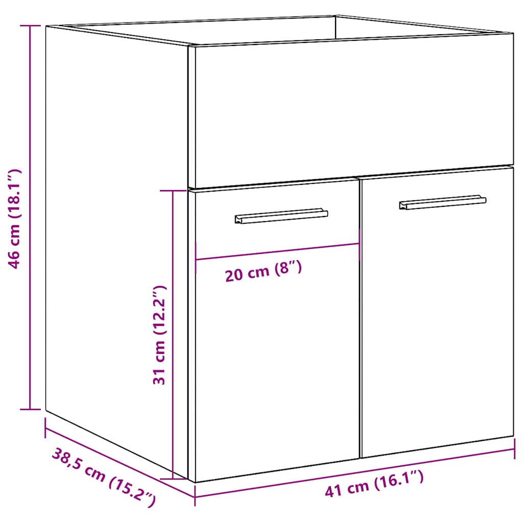 Meuble sous-vasque vidaXL Chêne Sonoma 41x38,5x46 cm Bois d'ingénierie