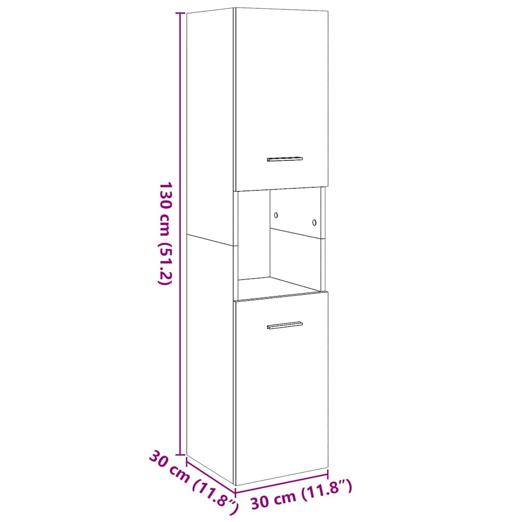 vidaXL Meuble haut de salle de bain chêne Artisan 30x30x130 cm bois d'ingénierie