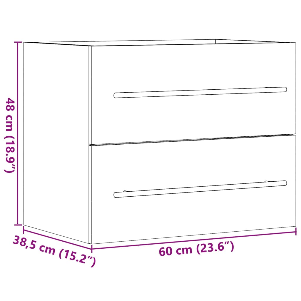 Meuble sous-vasque vidaXL chêne Sonoma 60x38,5x48cm en bois d'ingénierie