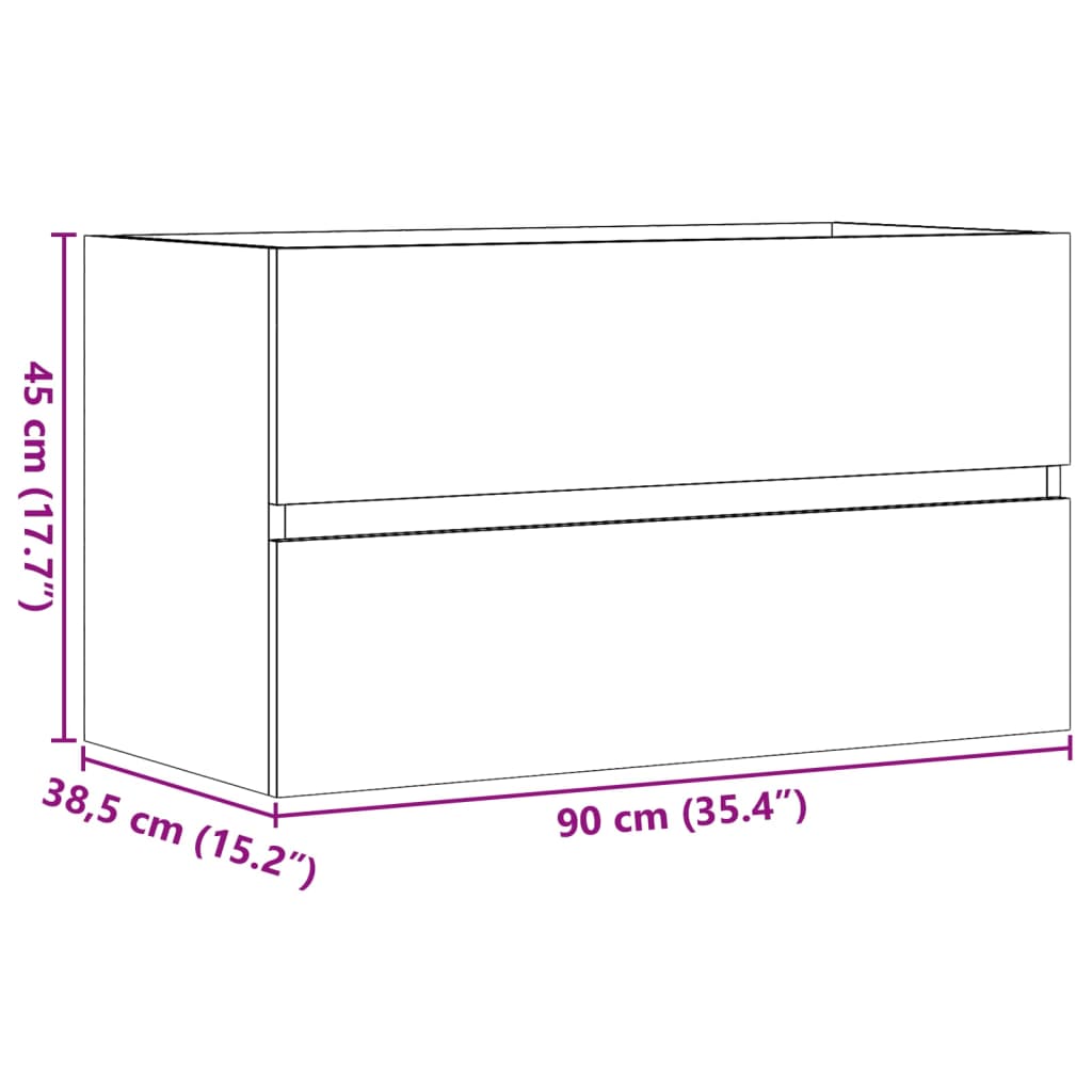 Meuble sous-lavabo vidaXL aspect bois de récupération 90x38,5x45 en bois d'ingénierie