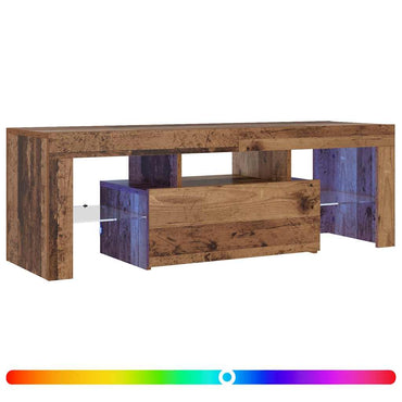 vidaXL Meuble TV avec LED aspect bois de récupération 120x36,5x40 cm bois d'ingénierie