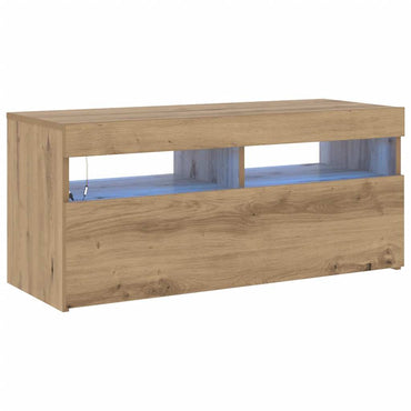 Meuble TV vidaXL avec lumières LED chêne artisan 90x35x40 cm