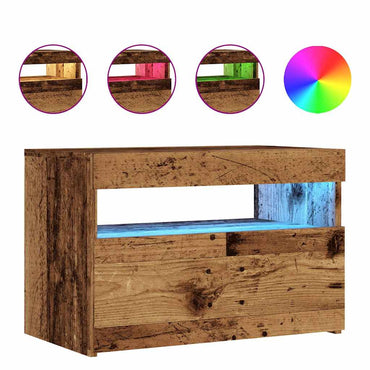 Meuble TV vidaXL avec lumières LED aspect bois de récupération 60x35x40 cm