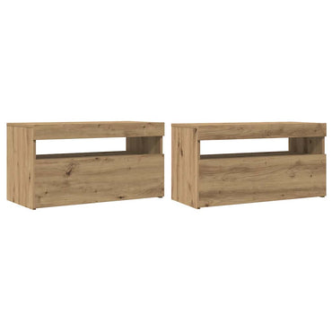 vidaXL Meuble TV avec lumières LED Chêne artisanal 75x35x40 cm