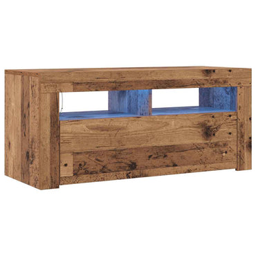 vidaXL Meuble TV avec lumières LED effet bois de récupération 90x35x40 cm