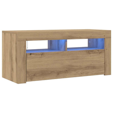 vidaXL Meuble TV avec lumières LED Chêne Artisan 90x35x40 cm
