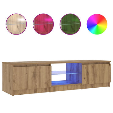 Meuble TV vidaXL avec lumières LED chêne artisan 140x40x36 cm