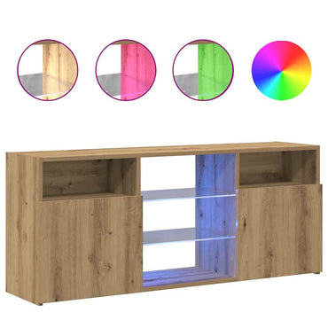 Meuble TV vidaXL avec lumières LED chêne artisan 120x30x50 cm