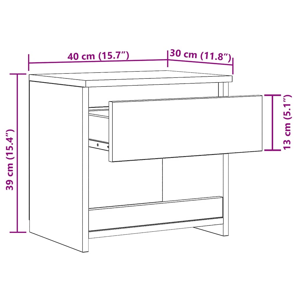 vidaXL Nachttische 2 Stück Altholz 40x30x39 cm Holzwerkstoff