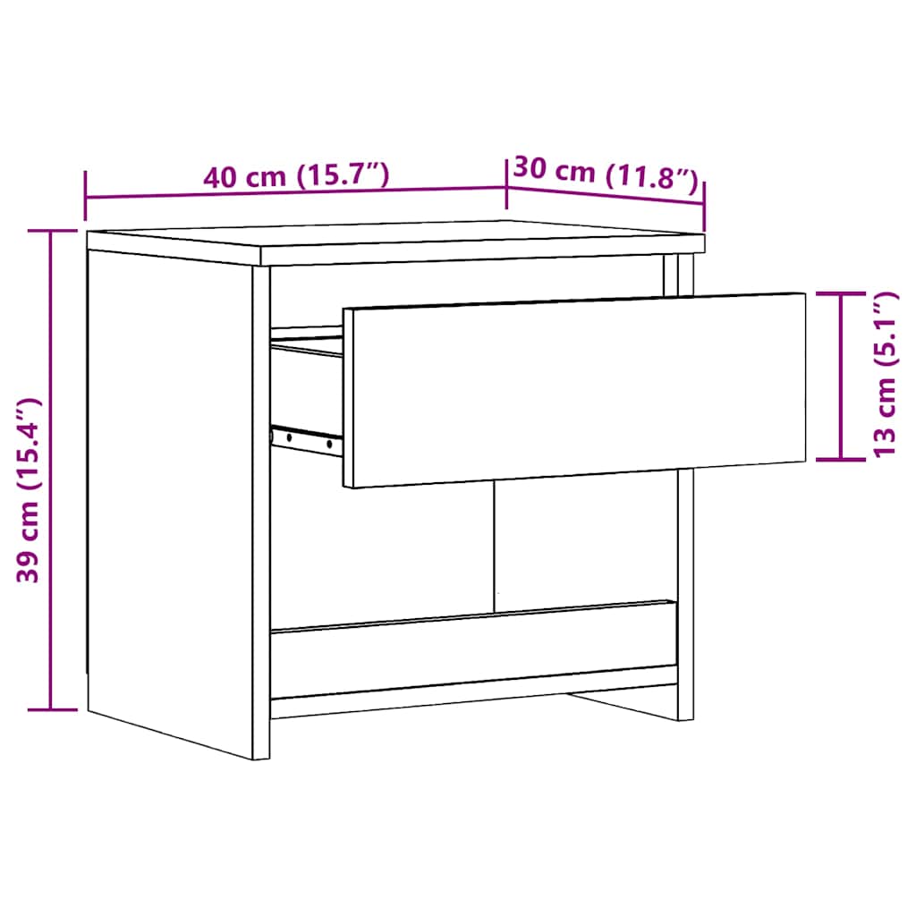 vidaXL Nachttisch Artisan-Eiche 40x30x39 cm Holzwerkstoff