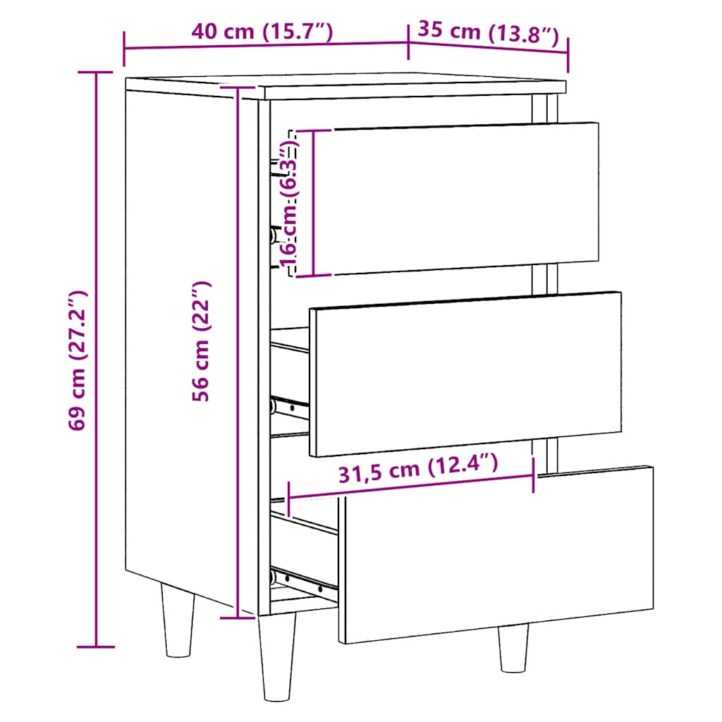 vidaXL Nachttisch Artisan-Eiche 40x35x69 cm Holzwerkstoff
