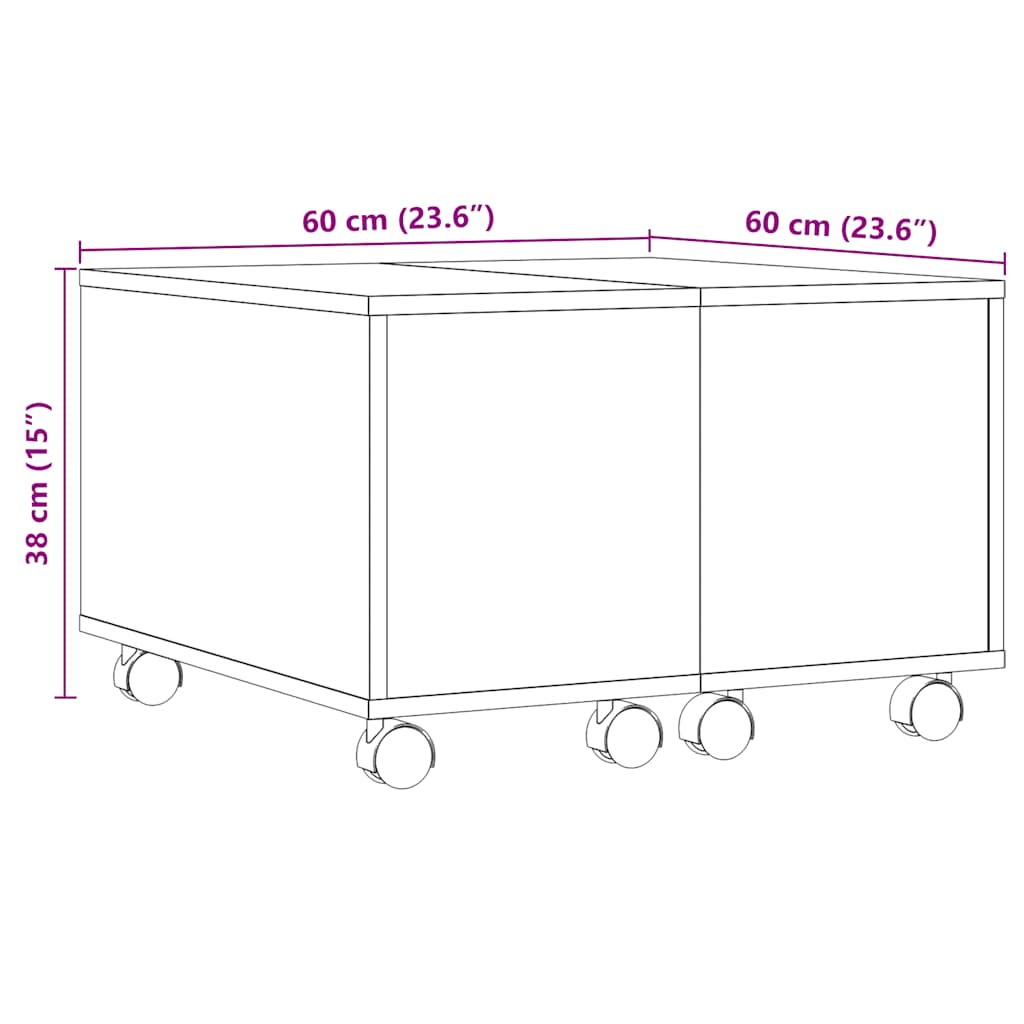 vidaXL Table basse chêne artisan 60x60x38 cm bois d'ingénierie