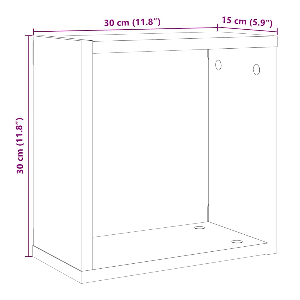 vidaXL Étagères murales cubes 2 pcs Chêne artisan 30x15x30 Bois d'ingénierie