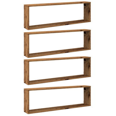 vidaXL Étagères murales cubes 4 pcs aspect bois de récupération 100x15x30 cm Bois d'ingénierie