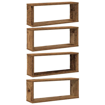 vidaXL Würfel-Wandregale 4 Stk. Altholz-Optik 60x15x23 Holzwerkstoff