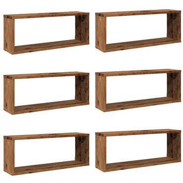 vidaXL Würfel-Wandregale 6 Stk. Altholz-Optik 60x15x23 Holzwerkstoff