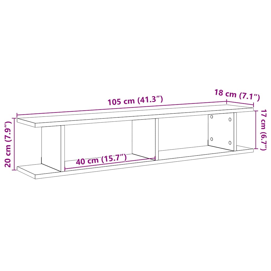 vidaXL Étagères murales 2 pcs Chêne Artisan 105x18x20 cm Bois d'ingénierie