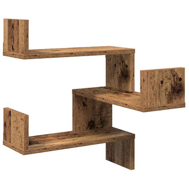 vidaXL Étagères murales d'angle 2 pcs Aspect bois de récupération 40x40x49,5 cm Bois d'ingénierie
