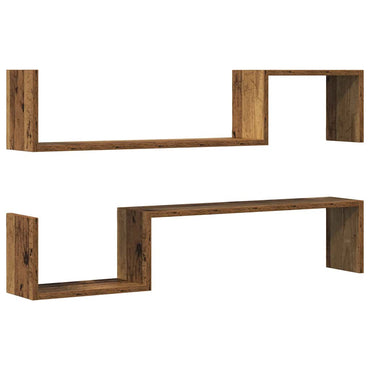 vidaXL Étagères murales 2 pcs Aspect bois de récupération 100x15x20 cm Bois d'ingénierie