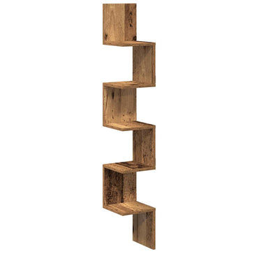 vidaXL Wand-Eckregal Altholz-Optik 20x20x127,5 cm Holzwerkstoff