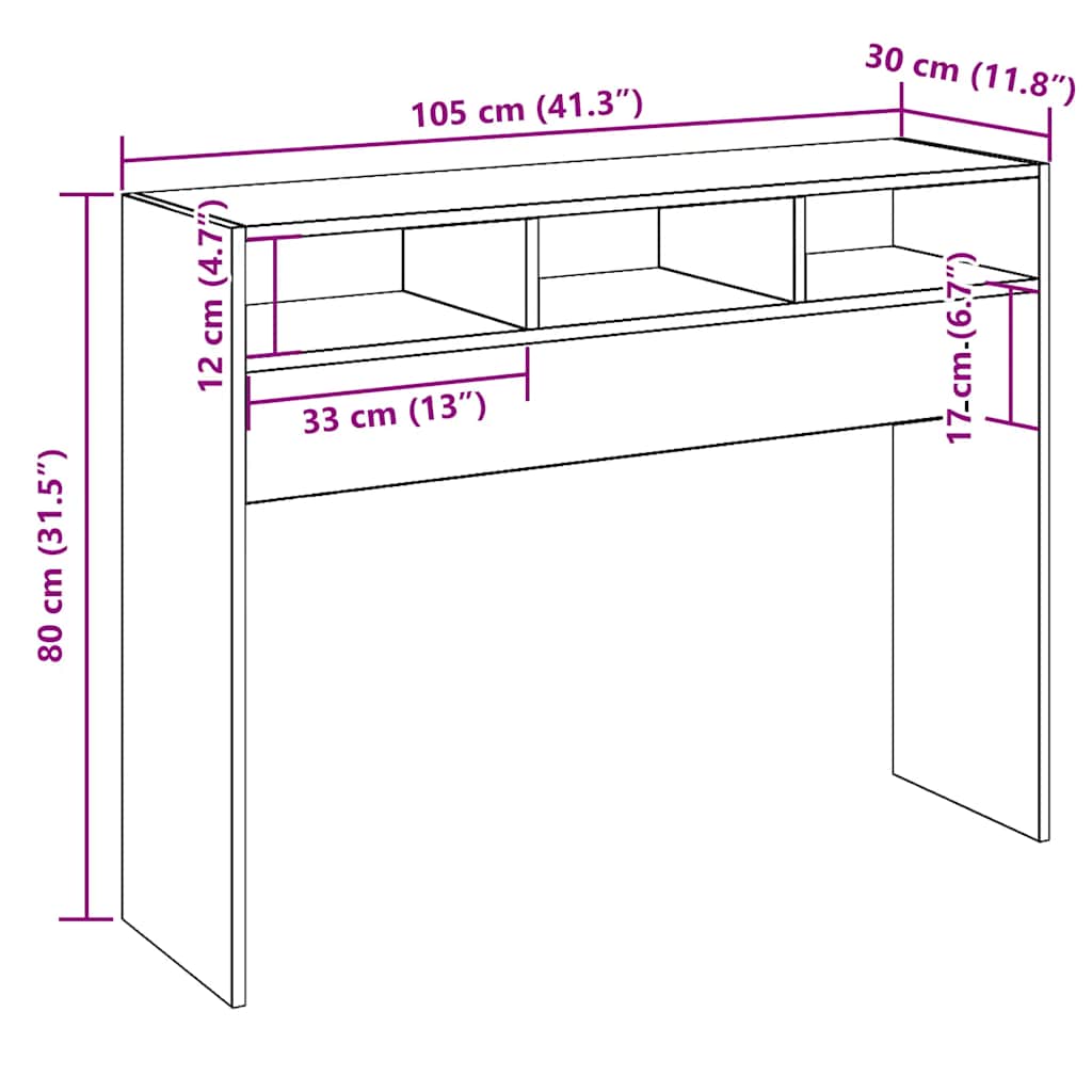 vidaXL Konsolentisch Artisan-Eiche 105x30x80 cm Holzwerkstoff